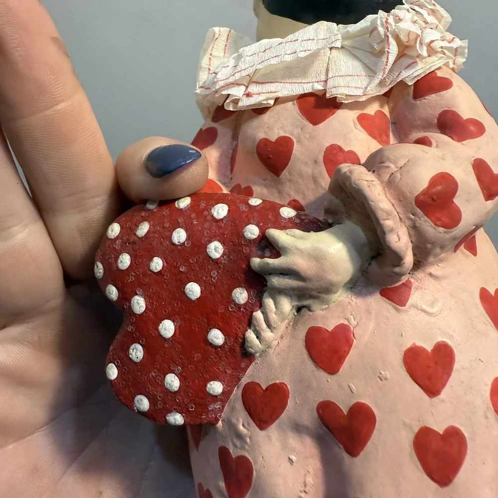RARE Bethany Lowe Mary‎ Engelbreit Paper Mache figurine SWEET VALENTINE CLOWN